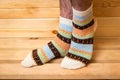 Man wearing socks with ornament. Royalty Free Stock Photo