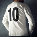 Man wearing sport shirt with number ten Royalty Free Stock Photo