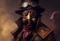 a man wearing a steampunk hat and a steampunk mask, fantasy art, steampunk. Generate Ai Royalty Free Stock Photo