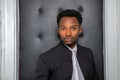 Young man black and white suit and shirt handsome classic style elegance