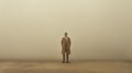 Iconic Civil Rights Imagery: A Man Standing In Beige Fog