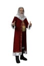 Man wearing vintage Santa Claus suit with long white hair and beard standing and smilling with thumbs up. 3D illustration isolated