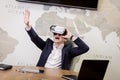 Man wearing virtual reality goggles,Businessman making gestures Royalty Free Stock Photo