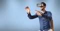 Man wearing a virtual reality headset Royalty Free Stock Photo