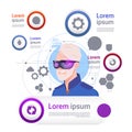 Man Wearing Vr Glasses Over Set Of Template Infographic Elements Virtual Reality Concept Royalty Free Stock Photo
