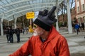 Man wears middle-finger hat at anti-inauguration walkout at Oregon State University