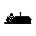 Man weep coffin dead sorrow icon. Element of pictogram death illustration Royalty Free Stock Photo