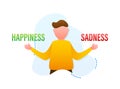 Man Weighing Happiness and Sadness Concept Vector Illustration for Emotional Balance Theme