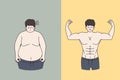 Man before and after weight loss Royalty Free Stock Photo