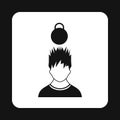 Man with the weight over head icon, simple style