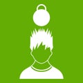 Man with the weight over head icon green