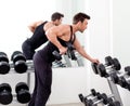 Man with weight training equipment on sport gym Royalty Free Stock Photo