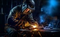 A man is welding iron Royalty Free Stock Photo