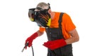 Man with welding mask