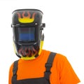 Man with welding mask Royalty Free Stock Photo