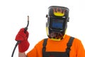 Man with welding mask Royalty Free Stock Photo