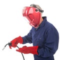 Man with welding mask