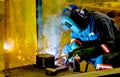 Man welding metal in a workshop Royalty Free Stock Photo