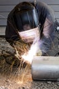 Man is welding pipes in Finland.