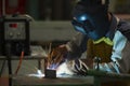 Man welding steel . Royalty Free Stock Photo