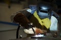 Man welding steel by skill Royalty Free Stock Photo