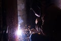 Man welds