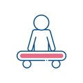 Man on wheelbarrow line style icon vector design