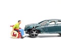 Man on wheelchair and car wreck , Don`t drink and drive concept