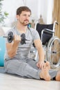 man in wheelchair doing recovery sport Royalty Free Stock Photo