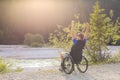 Man in wheelchair outside in nature