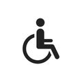 Man in wheelchair vector icon. Handicapped invalid people sign i