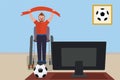 Man in wheelchair watch soccer on TV