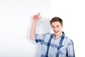 Man with white board Royalty Free Stock Photo