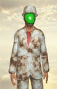 Man in white corroded suit Royalty Free Stock Photo