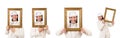 Man in white costume with picture frame Royalty Free Stock Photo