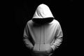 Man in white Hoodie. Boy in a hood Royalty Free Stock Photo