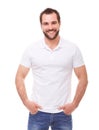 Man in a white polo shirt Royalty Free Stock Photo