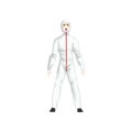 Man in White Protective Suit and and Gas Mask, Chemical or Biohazard Professional Safety Uniform Vector Illustration Royalty Free Stock Photo