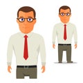 Man in White shirt with red tie Cartoon Character. Vector Royalty Free Stock Photo