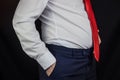 A man in a white shirt and tie with a bloated stomach Royalty Free Stock Photo