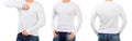 Man in a white short and longsleeved T shirts isolated for your design