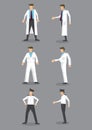 Man in White Uniform Occupation Vector Icon Set