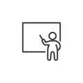Man and whiteboard line icon