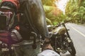 The man who driving motorcycle on the road for travel Royalty Free Stock Photo