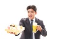 The man who eats sushi Royalty Free Stock Photo