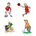 Man Who Like Sports Color Collection Illustration Design Royalty Free Stock Photo