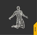 Man who prays. 3d model of man. Vector illustration.