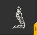Man who prays. 3d model of man. Vector illustration.