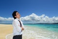 The man who relaxes on the beach. Royalty Free Stock Photo