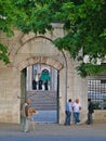 Man who sells bagels  outside blue mosque Sultanhmet camii Royalty Free Stock Photo